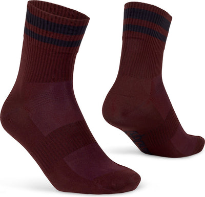 Gripgrab - original stripes crew zomer fietssokken gestreepte retro wielersport sokken coolmax - unisex - donker rood - maat m (41-44)