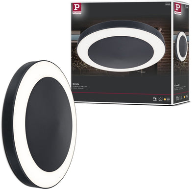 Paulmann led-plafondlamp circula schemersensor schemergestuurde bewegingsmelder (ir) zeewater bestendig ip44 rond 320 mm 3000k 14w 880lm 230v antraciet kunststof