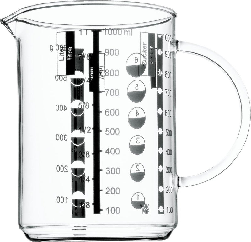 Wmf gourmet maatbeker - 1l - glas - hittebestendig - met schaalverdeling
