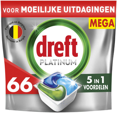 Dreft platinum all in one vaatwastabletten - original - 66 capsules