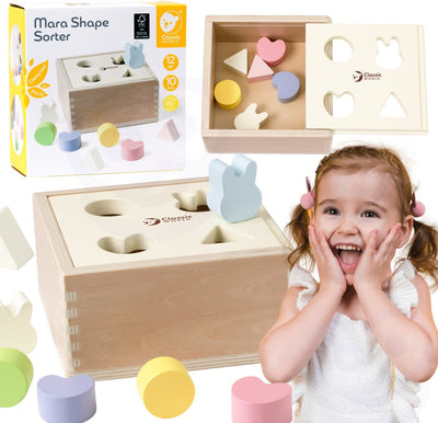 Lobbes speelgoed bv classic world wooden shape sorter for children 10 pcs. - uni