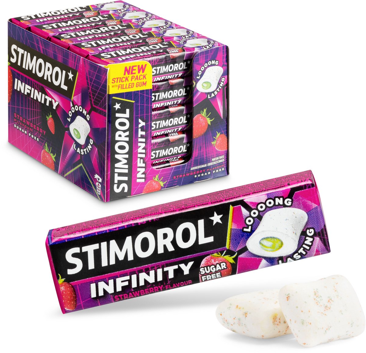 Stimorol infinity strawberry - kauwgom - suikervrij - 1x25stuks