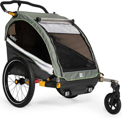 Burley d’lite x single fietskar – fietskar voor kinderen – fietskar 1 kind – inklapbaar – cargo trailer – groen grijs