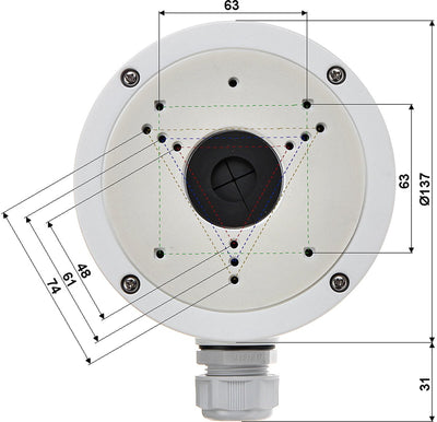 Hikvision - seriële ds-1280zj-s - plafondsteun - geschikt voor bolvormige camera's - aluminium - wit