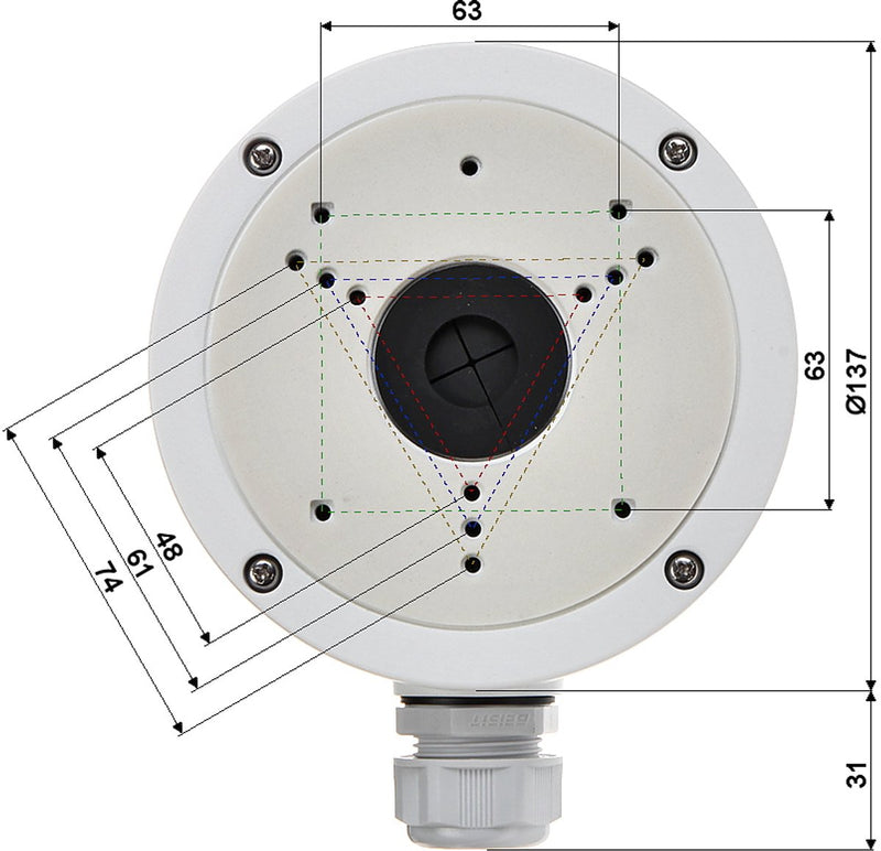 Hikvision - seriële ds-1280zj-s - plafondsteun - geschikt voor bolvormige camera's - aluminium - wit