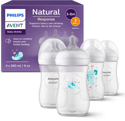 Philips avent natural response 4 babyflessen – 260 ml – flow 3- zeehond – scy903 61