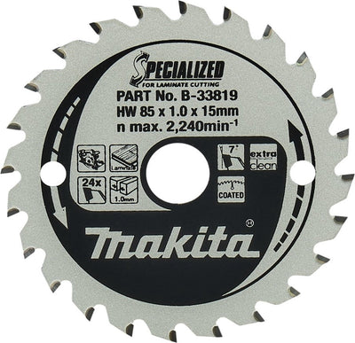 Makita ø 85mm asgat 15mm 24t cirkelzaagblad voor laminaat | specialized: gemelamineerd - b-33819