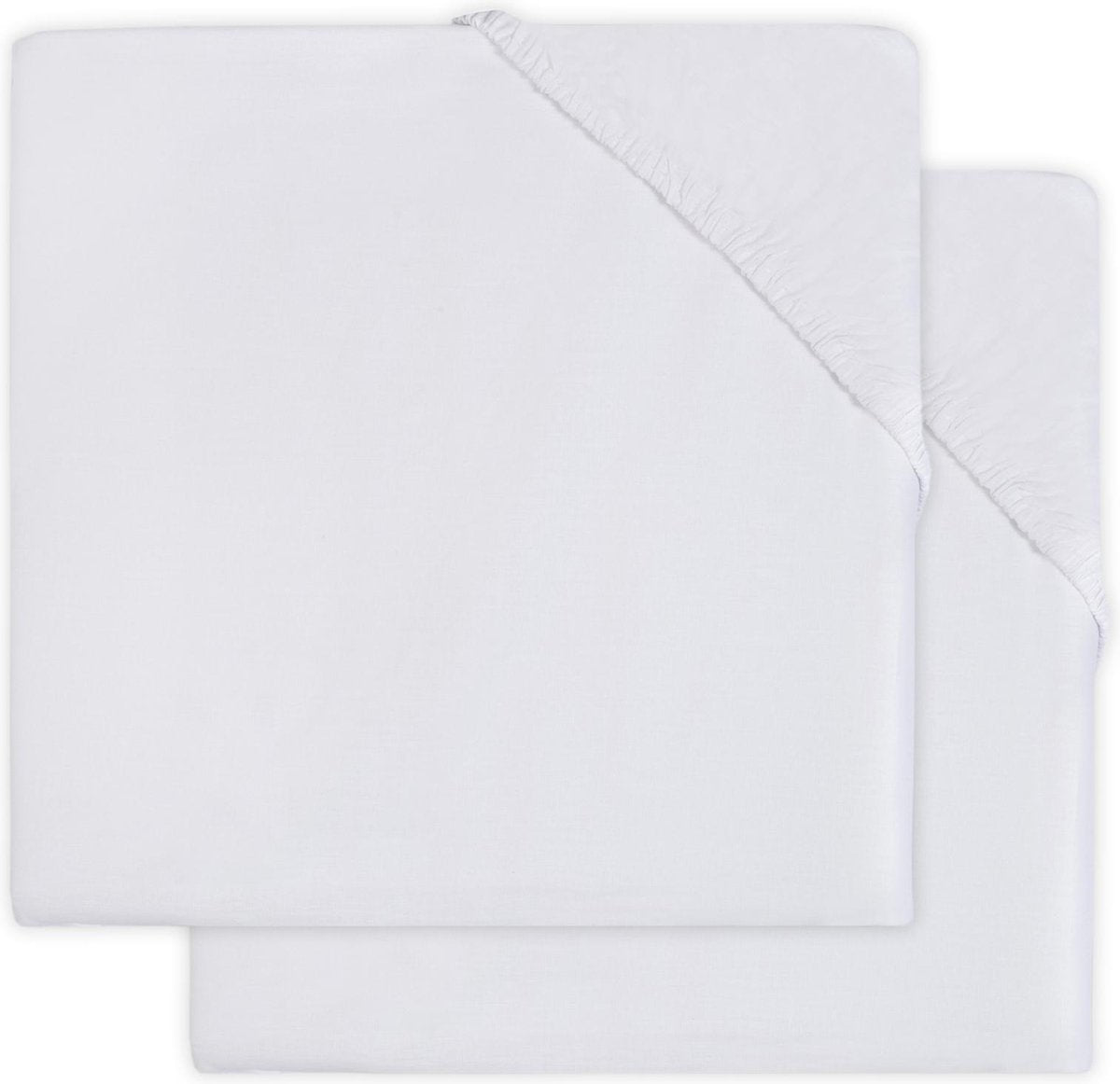 Jollein - baby hoeslaken boxmatras jersey (wit) - katoen - 2 stuks - hoeslaken baby, hoeslaken box - 75x95cm