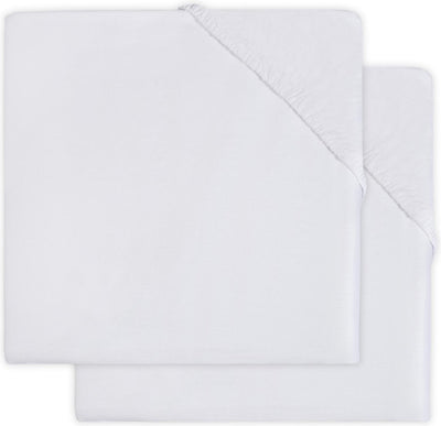 Jollein - baby hoeslaken boxmatras jersey (wit) - katoen - 2 stuks - hoeslaken baby, hoeslaken box - 75x95cm
