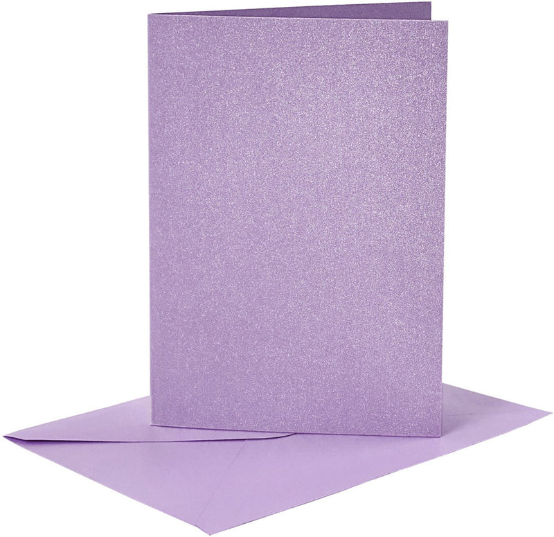 Creativ company kaarten en enveloppen, afmeting kaart 10,5x15 cm, afmeting envelop 11,5x16,5 cm, paars, parelmoer, 4sets