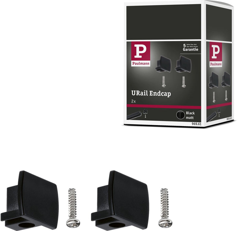 Paulmann urail toebehoren set van 2 eindkappen set van 2 13x21 mm zwart mat