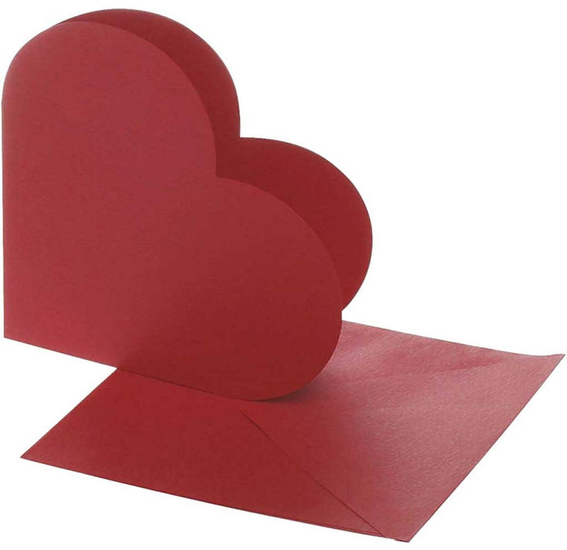 Creativ company cc heart-shaped cards , card size 12,5x12,5 cm, envelope size 13,5x13,5 cm, red, 10 set 1 pack