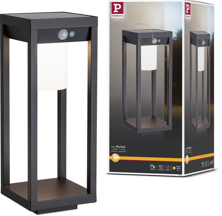 Paulmann solar led-lichtobject solar marisol bewegingsmelder ip44 3000k 350lm zwart