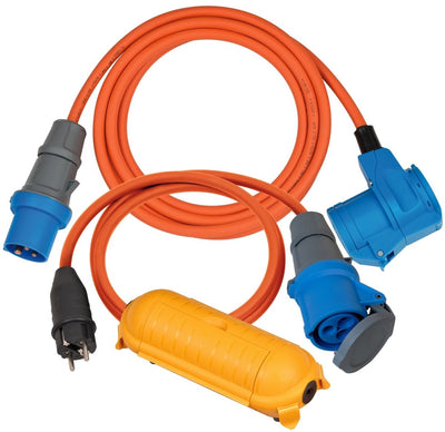 Brennenstuhl camping starter-set cee adapterkabel 1,5m, cee 230v verlengkabel 3m, safe-box big ip44 (ideale kampeeraccessoires voor elke kampeervakantie, ip44)