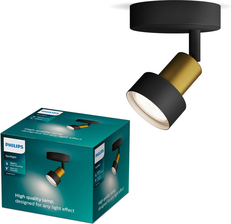 Philips conduit plafondspot 1 lichts zwart goud