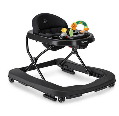 Deryan luxe 2-in-1 loopstoel - inclusief speelset - inklapbaar - zwart