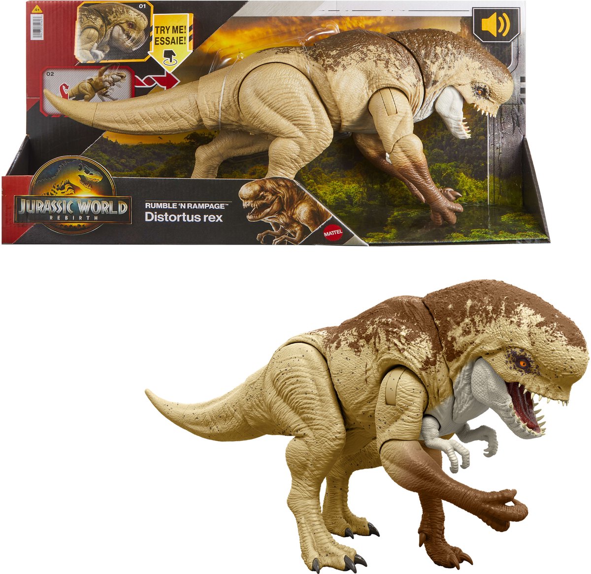 Mattel jurassic world rebirth - schurkachtige dino - distortus rex