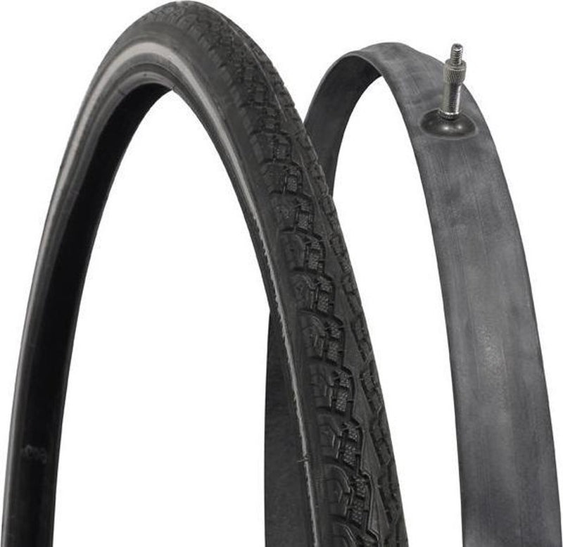 Dresco buiten- en binnenband - set met 1 binnen buitenband - bandenmaat 28x1 5 8 x 1 3 8 - etrto maat 37-622 - veilige reflectie - dunlop ventiel - hoogte ventiel 45mm - lage rolweerstand - hoge lekbestendigheid