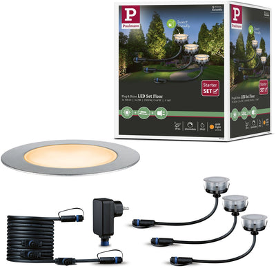 Paulmann plug shine led-grondinbouwlamp floor basisset insect-vriendelijk ip67 2200k 3x2w 21va zilver