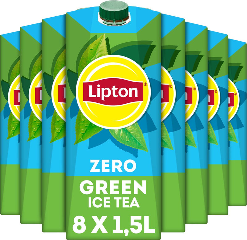 Lipton ice tea green pak - zero sugar - zonder suiker - 8 x 1500 ml - voordeelverpakking