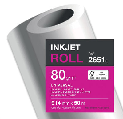 Clairefontaine plotterpapier ft 914 mm x 50 m, 80 g 2 stuks