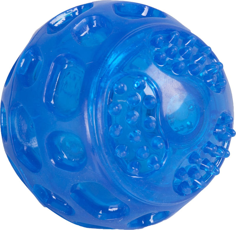 Flamingo hondenspeelgoed bordy bal blauw – ø 7,5 cm – led licht piepgeluid – tpr rubber – drijvend speelgoed voor honden one size