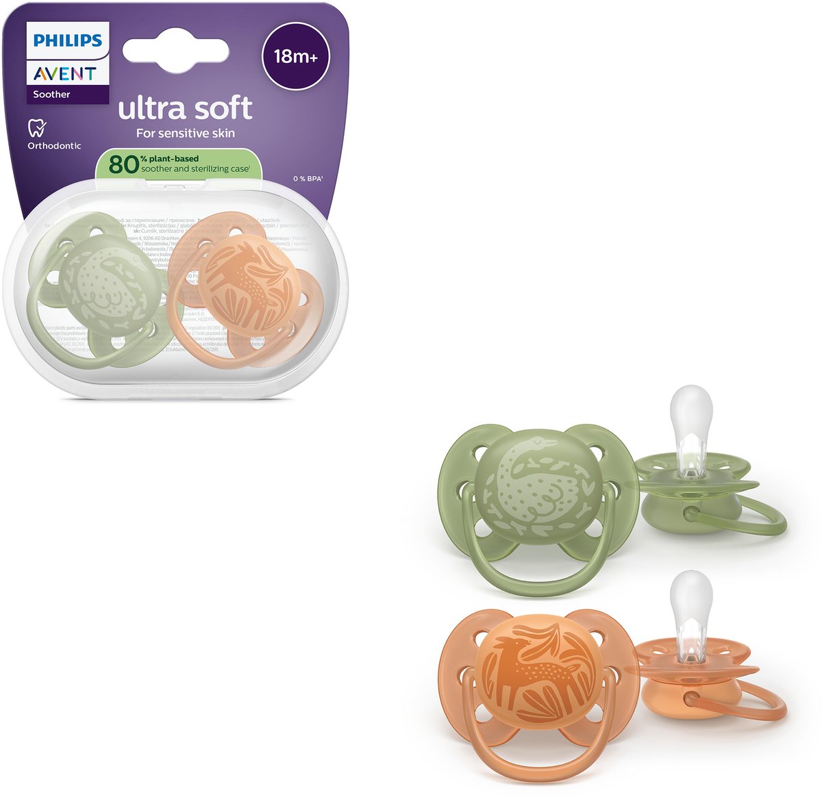 Philips avent ultra soft – superzachte siliconen fopspeen (18mnd+) – voor gevoelige huid – 2 stuks - scf093 06