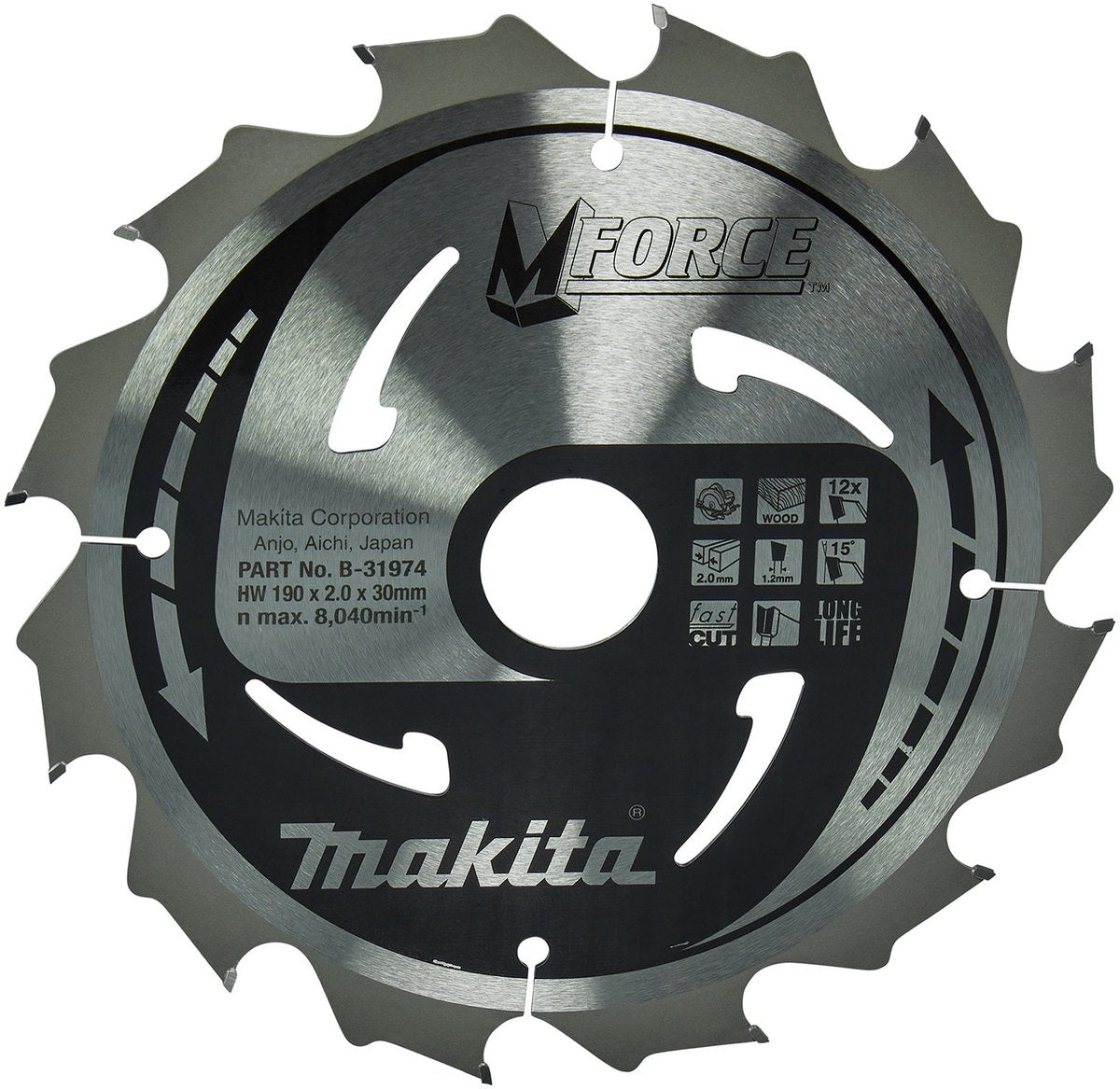 Makita b-31974 cirkelzaagblad hout | mforce | 190 x 30 mm | 12-tands