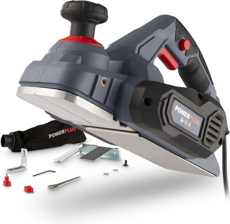 Powerplus powe80030 schaafmachine - 900w - zijgeleider - schaafdiepteinstelling - opvangzak - incl. 2 messen