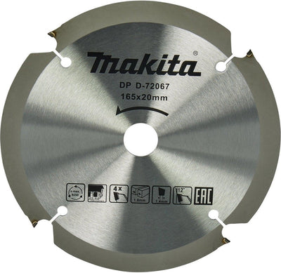 Makita cirkelzaagblad voor vezelcementplaat | specialized | ø 165mm asgat 20mm 4t - d-72067