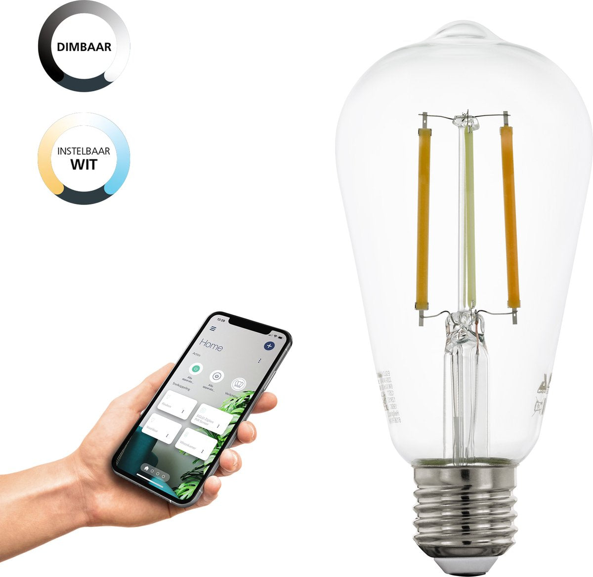 Eglo connect.z smart led lamp - e27 - ø 6,4 cm - instelbaar wit licht - dimbaar - zigbee