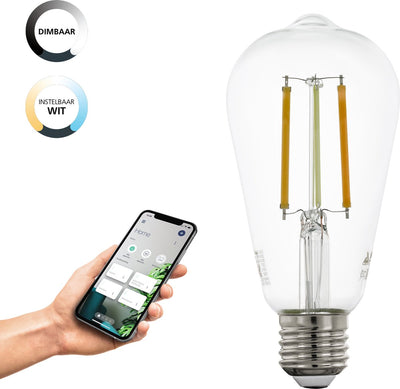 Eglo connect.z smart led lamp - e27 - ø 6,4 cm - instelbaar wit licht - dimbaar - zigbee