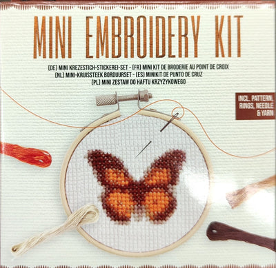 Merkloos sans marque mini borduurset - mini embroidery kit - vlinder - butterfly