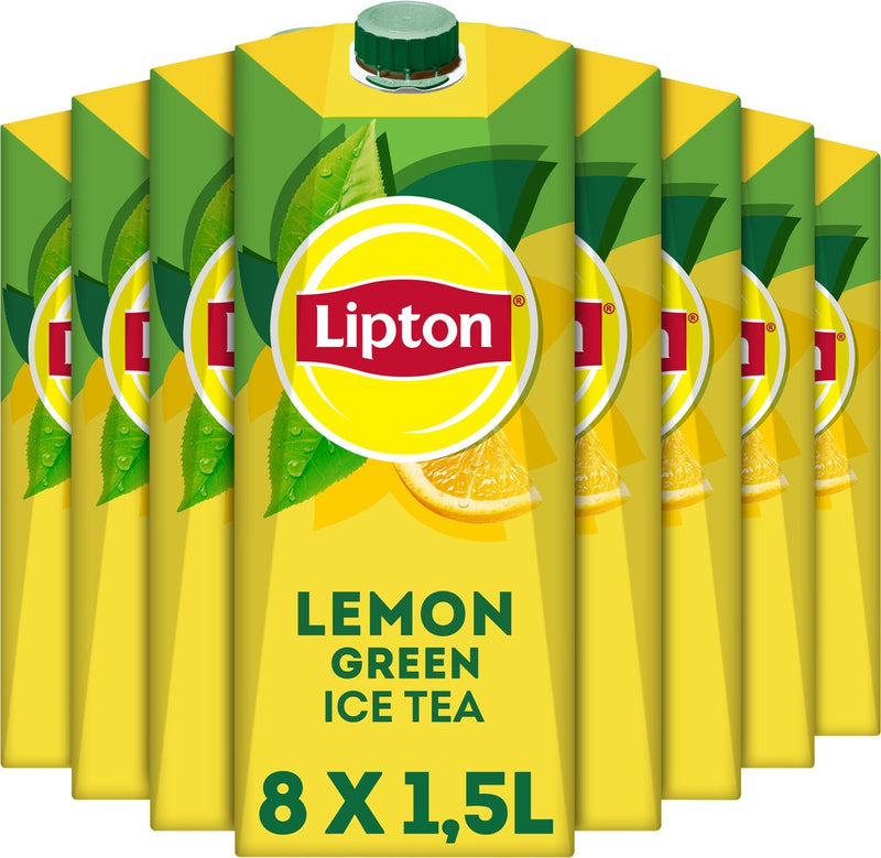 Lipton ice tea green pak - lemon - laag in calorieën - 8 x 1500 ml - voordeelverpakking