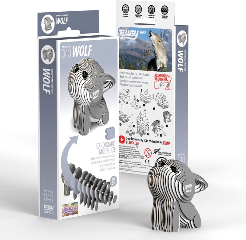 Eugy 3d puzzel - wolf - wilde dieren - duurzaam - verzamel ze allemaal - 6 jaar