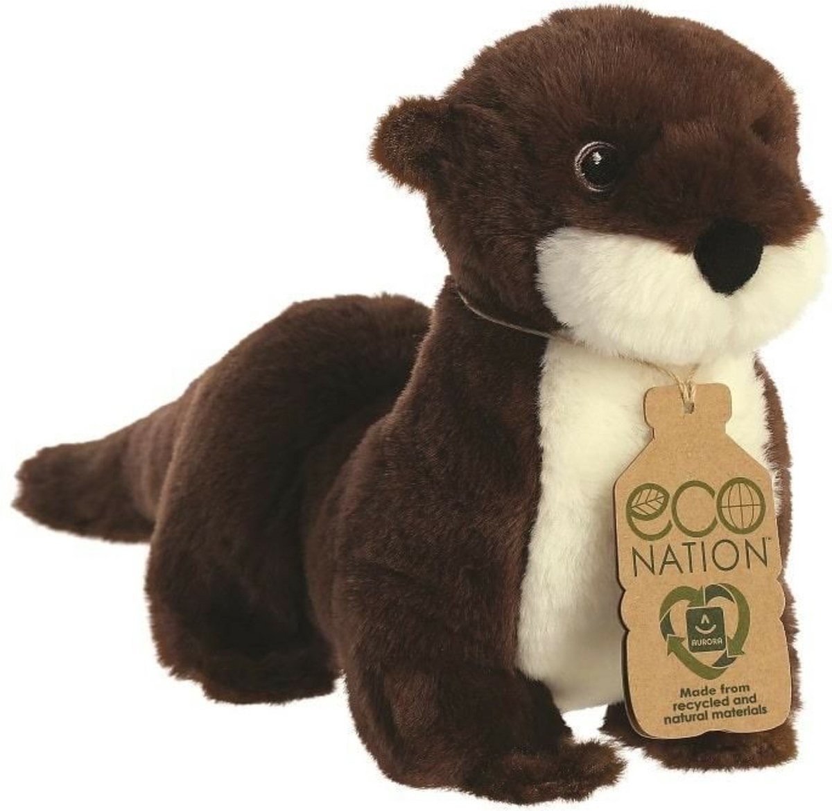 Aurora pluche knuffeldier - rivier otter - bruin - 34 cm - waterdieren thema