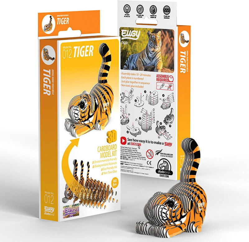 Eugy 3d puzzel - tijger - wilde dieren - duurzaam - verzamel ze allemaal - 6 jaar