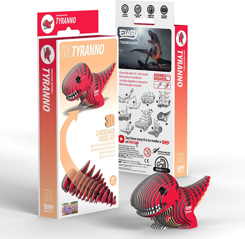 Eugy 3d puzzel - tyranno - prehistorie - duurzaam - verzamel ze allemaal - 6 jaar