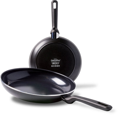 Greenpan memphis koekenpannenset 2-delig - 24 28cm - pfas-vrije antikleeflaag - pannenset inductie - keramische pan - ovenbestendig tot 160°c - koudgrepen - zwart