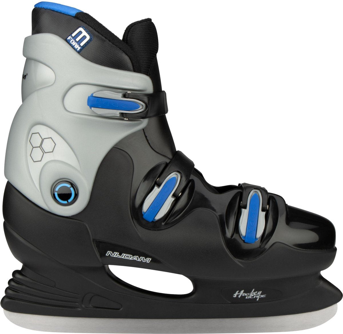 Nijdam kinderschaatsen - ijshockey schaatsen - hardboot - zwart blauw - maat 36