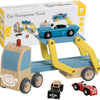 Lobbes speelgoed bv classic world houten transporter met 3 auto's