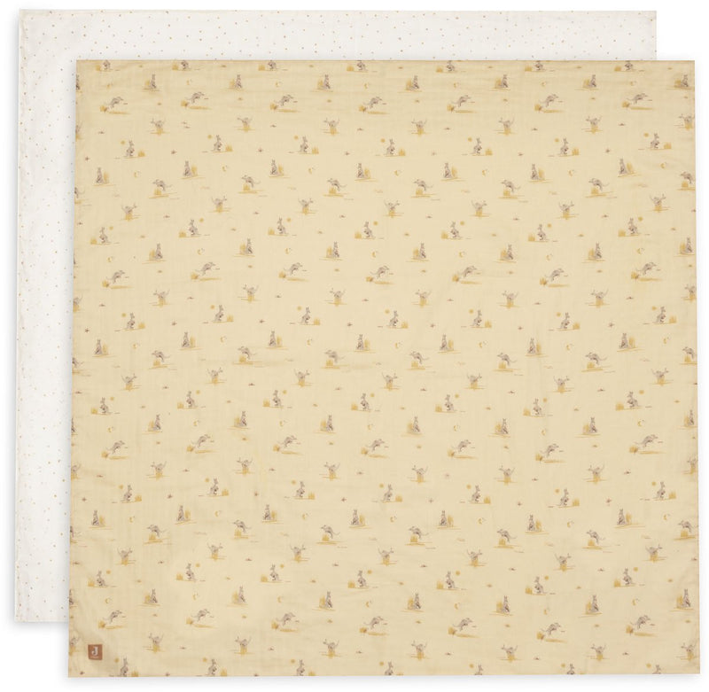 Jollein hydrofiele doek large - 115x115cm - kangaroots - 2 stuks