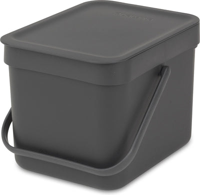 Brabantia sort go prullenbak - 6 liter - dark grey