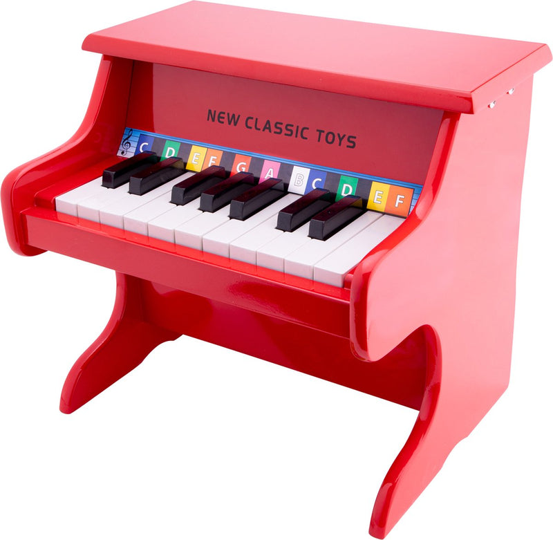 New classic toys ® houten speelgoed piano - speelgoedinstrument - rood - inclusief muziekboekje en toonlader - vanaf 3 jaar - speelpiano voor kinderen