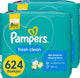Pampers fresh clean - billendoekjes - schoon van top tot teen - 12 verpakkingen van 52 doekjes = 624 doekjes