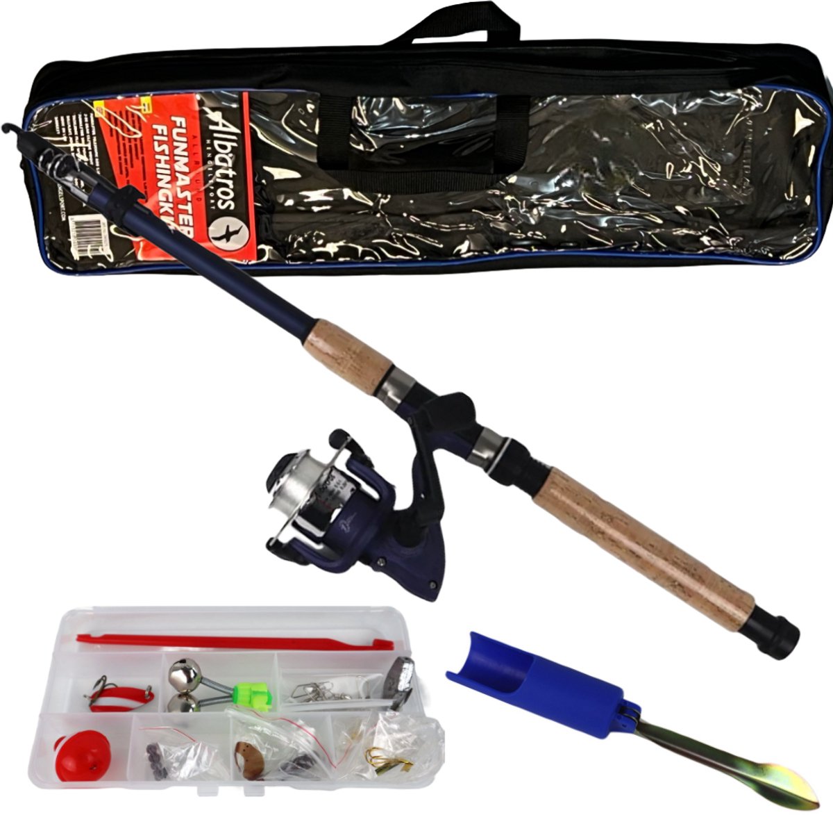 Albatros funmaster fishing kit – telescopische hengelset - 210 cm - 10-30g – inclusief foedraal volle tacklebox