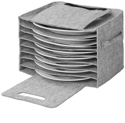 Proplus bordenhouder van vilt 27 x 20 x 17 cm – voor 10 borden in camper en caravan – met klittenbandsluiting – grijs