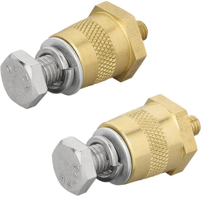 Proplus set van 2 accupolen m6 – voor accu en lithium accu – met schroef en ring – messing zilver