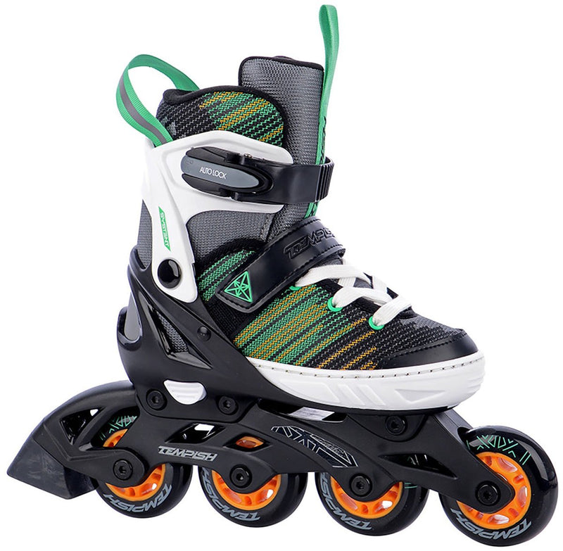 Tempish systent skeelers - inline skates - verstelbaar - zwart groen oranje - maat 37-40