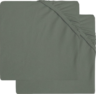 Jollein - baby hoeslaken boxmatras jersey (ash green) - katoen - hoeslaken box - 2 stuks - 75x95cm